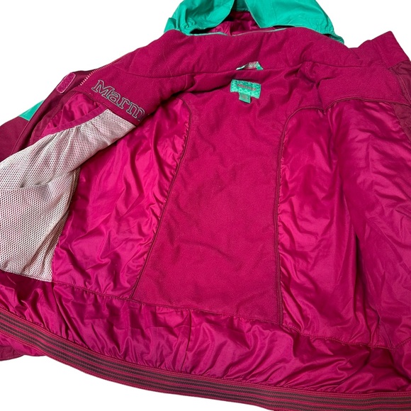 Marmot Girls Coat Snow Ski Hooded Pockets Soft Zip Up Snap Button Pink Large - Picture 13 of 15